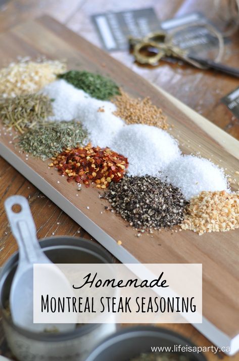 Steak Seasoning Easy, Montreal Steak Seasoning Recipe, Season Steak Recipes, Montreal Steak Seasoning, Steak Spice, Homemade Dry Mixes, Dry Rub Recipes, Homemade Spice Mix, Spice Mix Recipes