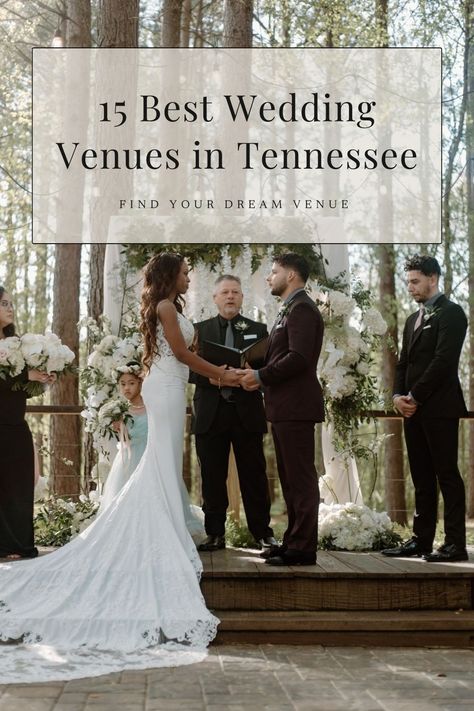 If you're looking for a wedding venue in Tennessee, I'm sharing 15 of my favorite Tennessee Wedding venues. You'll find everything from modern wedding venues, country wedding venues, all white wedding venues, Italian inspired wedding venues, and so much more! You wouldn't believe all these venues are located in Tennessee, check it out and start planning! Tennessee Destination Wedding, Middle Tennessee Wedding Venues, Micro Wedding Venues Tennessee, Wedding Venues East Tennessee, Micro Wedding Tennessee, Tennessee Wedding Ideas, Tn Wedding Venues, East Tennessee Wedding Venues, Mountain Wedding Venues Tennessee