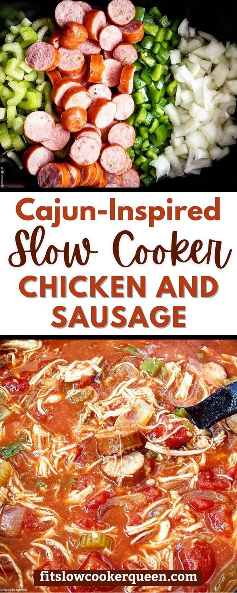 Slow Cooker Cajun Chicken And Sausage, Slow Cooker Chicken And Sausage Creole, Crockpot Creole Chicken And Sausage, Chicken And Sausage Creole, Cajun Crockpot Chicken, Crockpot Recipes Cajun, Cajun Chicken And Sausage Recipes, Slow Cooker Chicken And Sausage, Crockpot Chicken And Sausage Recipes