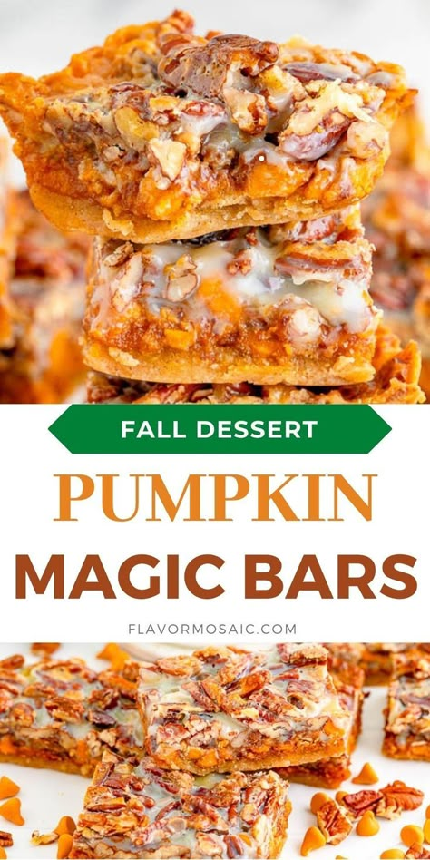 Pumpkin Cookie Bars, Pumpkin Magic Bars, Spice Magic, Pumpkin Magic, Dessert Pumpkin, Magic Bars, Recipe Pumpkin, Pumpkin Spice Recipe, Pumpkin Cookie