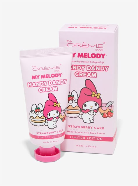 The Creme Shop My Melody Strawberry Cake Handy Dandy Hand Cream My Melody Hand Cream, Strawberry Hand Cream, Sanrio Creme Shop, The Creme Shop Sanrio, Creme Shop Sanrio, My Melody School Supplies, My Melody Products, Hand Cream Aesthetic, My Melody Strawberry