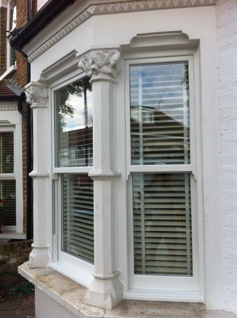 UPVC Sash Windows Enfield | Double glazed sash windows Upvc Sash Windows, Double Glazed Sash Windows, Roof Cap, Glazed Windows, Window Shutters, Double Glazed Window, Window Blinds, Bay View, Sash Windows