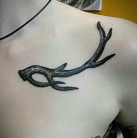 Antlers Collarbone Tattoo, Antler Tattoo Chest, Collarbone Antler Tattoo, Antler Tattoo Collar Bone, Antler Collarbone Tattoo, Dear Antlers Tattoo, This Is My Design Hannibal Tattoo, Hannibal Inspired Tattoo, Hannibal Antlers