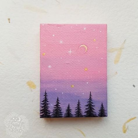 30 DIY Easy Canvas Painting Ideas for Beginners Crescent Moon Painting, Painting Dollhouse, Mini Toile, Small Canvas Paintings, Seni Dan Kraf, Simple Canvas Paintings, Cute Canvas Paintings, Easy Canvas Art, 카드 디자인