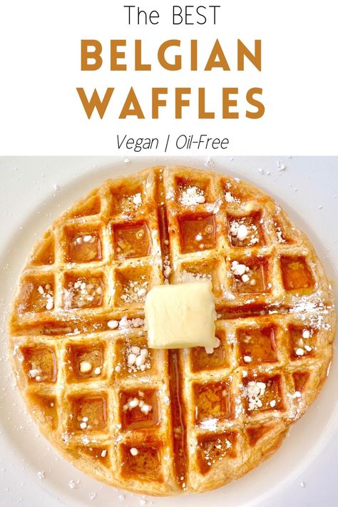 Wfpb No Oil Waffles, Fluffy Vegan Waffles, Dairy Free Waffles Easy, Wfpb Waffles, Vegan Belgian Waffles, Vegan Waffles Easy, Vegan Waffles Recipe, Waffle Recipe Dairy Free, Dairy Free Waffle Recipe