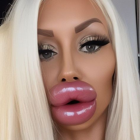 Extreme Plastic Surgery, Pout Face, Big Lips Natural, Botox Lips, Funny Face Photo, Fake Lips, Cheek Fillers, Lip Augmentation, Lip Enhancement