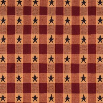 Bring country or patriotic charm to your projects with Red Plaid Star Jacquard Cotton Calico Fabric! This cute fabric features a checkered design in dark red and cream with dark navy blue stars in the cream squares. Use it to make plush accents, apparel, and quaint home accents such a quilts, pillows, and table runners.       Details:   Width: 44" - 45"  Weight: Very Lightweight  Country Of Origin: India  Content: 100% Cotton  Care: Machine Wash, Warm; Tumble Dry; Remove Promptly.        Availab Hand Sewn Crafts, Fabric Navy, Checkered Design, Cute Fabric, Corpus Christi Tx, Calico Fabric, Fabric Stars, Rustic Colors, Check Fabric