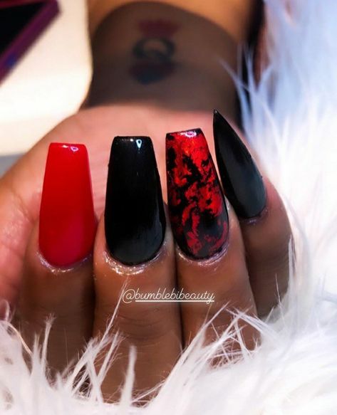 Black And Red Marble Nails, Red And Black Marble Nails, Red Marble Nails, Black Marble Nails, Marble Nail Designs, Red Marble, Cheap Halloween, Nail Art Supplies, Marble Nails