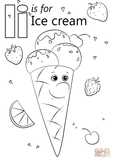 Letter I Free Printables, Letter I Ideas For Preschool, Letter I Coloring Pages Free Printables, Letter I Printables Free, Letter I For Preschoolers, I Is For Ice Cream Craft, Letter I Crafts For Toddlers, I Preschool Activities, I Worksheets Preschool