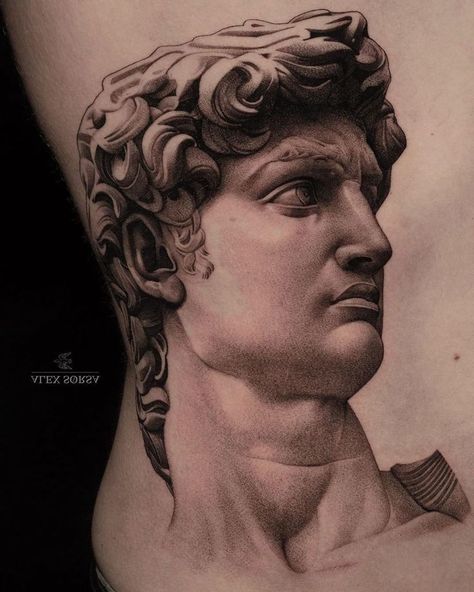 Michelangelo Tattoo, David Tattoo, Detailed Tattoos, Statue Tattoo, Muster Tattoos, Clever Tattoos, Greek Tattoos, Popular Characters, Baby Tattoos