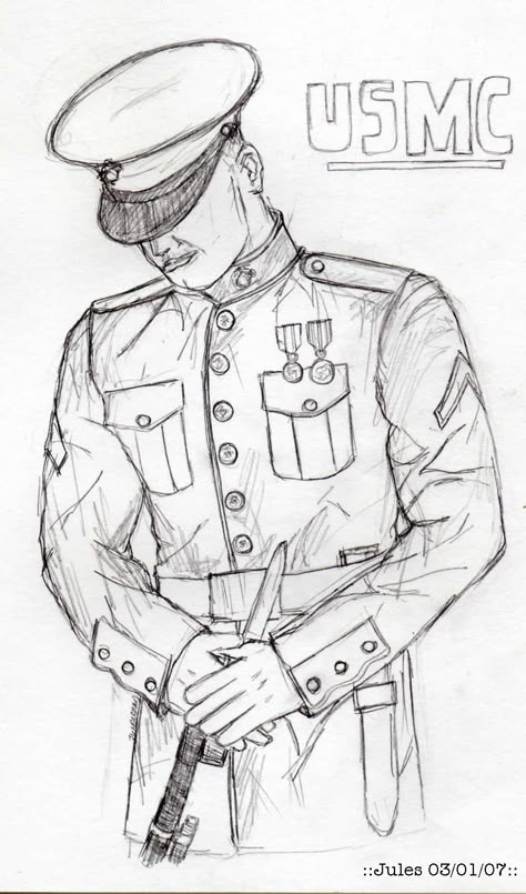 Drawing Of Army Soldiers, Army Men Drawing, Art Drawings Sketches Pencil Landscape, Army Sketches Soldiers, Usmc Drawings, Solider Sketch, Marine Corps Drawings, Army Man Drawing, Solider Drawings