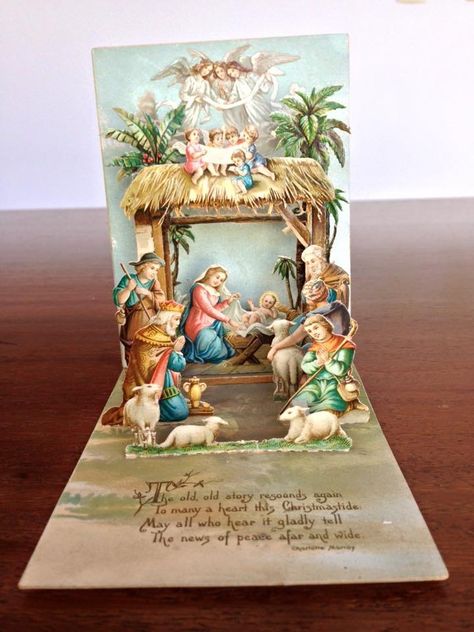 Paper Nativity Scene, Church Aesthetic Wallpaper, Paper Nativity, Popup Book, Pop Up Christmas Cards, Nativity Creche, Church Aesthetic, Mughal Paintings, Nativity Sets