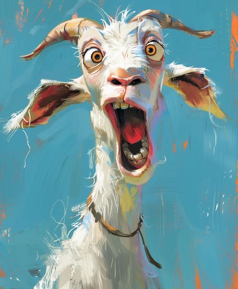 Hanzo (@hanzo.ai.art) • Fotos y videos de Instagram Funny Farm Animal Paintings, Animal Reference Photos For Artists, Goat Art Illustration, Funny Goat Pictures, Anniversary Painting, Whimsical Art Drawings, Goat Photo, Pets Painting, Goat Drawing