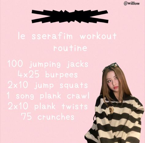 Leserrafim Workout, Lesserafim Workout, Sserafim Workout, Le Sserafim Workout, Kpop Workout, Lesserafim Yunjin, Silky Skin, Get My Life Together, Jump Squats