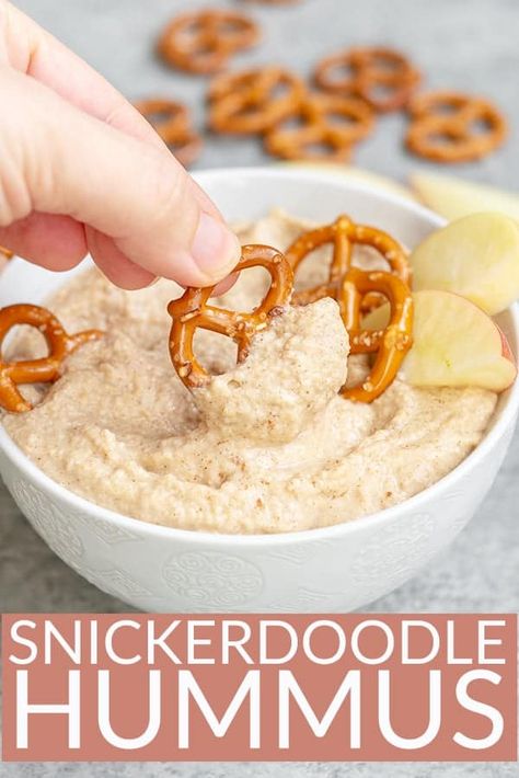 Snickerdoodle Hummus, Sweet Hummus Recipe, Sweet Hummus, Snickerdoodle Desserts, Dessert Hummus Recipe, Holiday Dessert Platter, Hummus Recipes, Chocolate Hummus, Sweet Potato Hummus