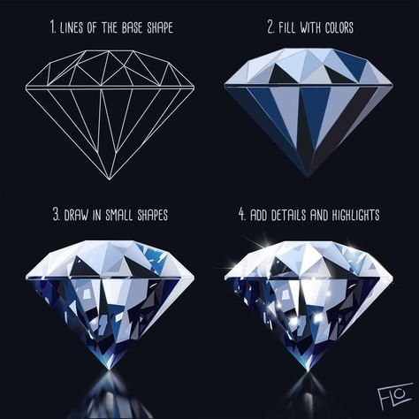 @floortjesart #digitalart #diamond #tutorial #stepbystep Teardrop Gem Drawing, Draw Diamond, Easy Drawing Steps, Diamond Drawing, Drawing Step, 캐릭터 드로잉, Ipad Art, Digital Painting Tutorials, Art Tutorials Drawing