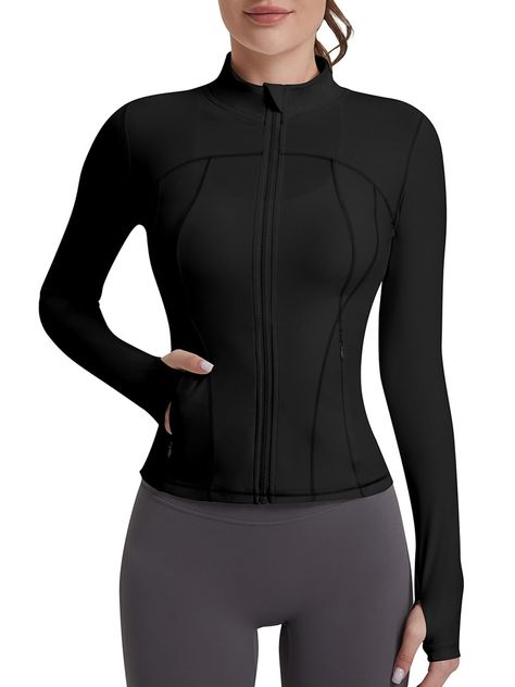 PRICES MAY VARY. 1️⃣Full Zip Up: unique line design,is great for taking on or off. Making this workout shirt jacket athletic, attractive. Long sleeve cropped jacket is slim fit,solid color,moisture wicking, breathable, stretchy, and durable. 2️⃣Thumb Holes and Stand-up collar: Athletic stretchy active shirt jacket with thumb holes keep your sleeves in place. Zip garage won't chafe your chin. blocks the sun with the stand collar and long sleeves. 3️⃣Sportswear Fabric: Ultra-soft and Stretch Fabri Long Sleeve Sporty Shirt, Sport Long Sleeve Shirt, Affordable Under Armour Sports Tops, Long Sleeve Sports Shirt, Nike Workout Jacket, Merry Crisis, Sporty Jacket, Sports Jackets Women, Italian Lingerie