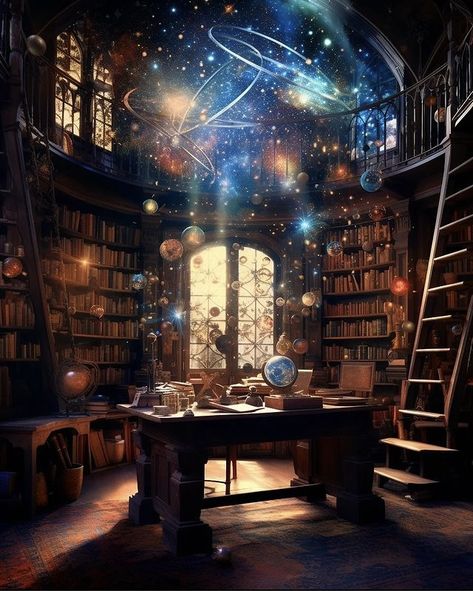 Fantasy Rooms Concept Art, Magical Study Room, Magic Study Room, Fantasy Office Room, Magic Study Aesthetic, Fantasy Mage Aesthetic, Fantasy Castle Library, Witch And Wizard Aesthetic, Wizard Study Room