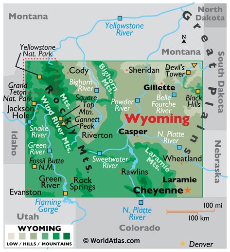 Wyoming Itinerary, World Facts, Yellowstone Map, Wyoming Map, Usa Regions Map, Curt Gowdy State Park Wyoming, Park River, Park Square, Rock River