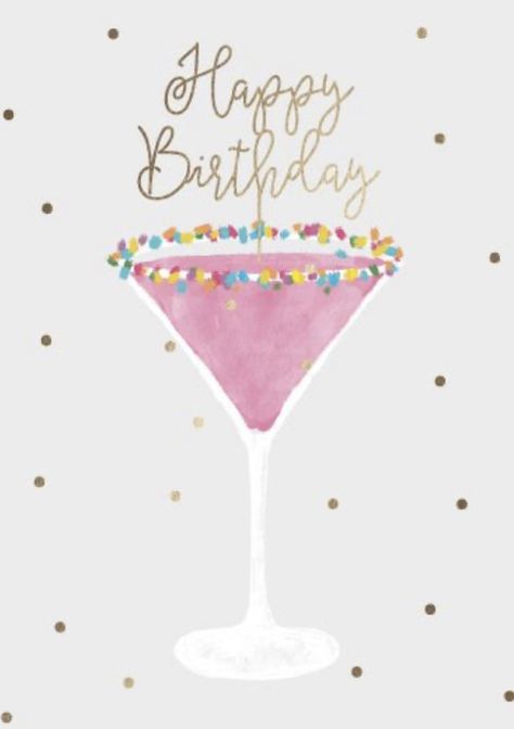 Birthday Journal Prompts, Martini Illustration, Cake Martini, Happy Birthday Drinks, Happy Birthday Cheers, Birthday Journal, 23 Birthday, Cards Happy Birthday, Birthday Greetings Friend