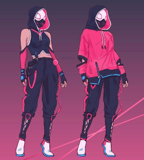 Spidergwen Redesign, Spidersona Suit Designs Female, Spiderverse Outfit Ideas, Spidersona Oc Girl, Spidersona Outfit, Spidersona Cosplay, Spiderverse Outfit, Spidersona Girl, Spiderman Suit Concept Art