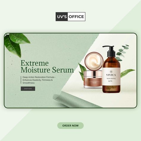 Cosmetic Product Banner Design Cosmetic Website Banner, Beauty Product Banner Design, Skincare Banner Design Ideas, Aesthetic Banner Design, Skin Care Banner Design, Product Banner Design Inspiration, Website Banners Design, Cosmetics Banner Design, Web Banner Design Ads