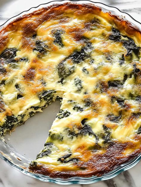 Crustless Spinach Quiche - Then and Now Recipes Clean Eating Quiche Recipes, Spinach Swiss Quiche, Chicken And Spinach Quiche, Weight Watchers Crustless Quiche, Quiche Recipes Crustless Spinach, Spinach And Feta Quiche Crustless, Crustless Spinach Feta Quiche, Spinach And Egg Quiche, Breakfast Crustless Quiche