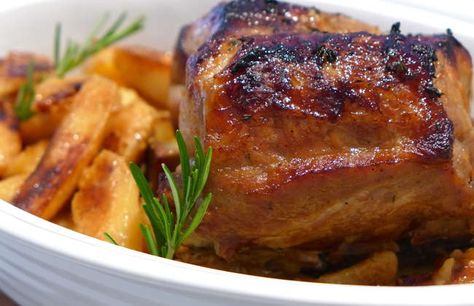 Greek style Roast Pork with Honey Sauce My Greek Dish, Perfect Roast Pork, Greek Pork, Greek Lemon Potatoes, Honey Pork, Pork Leg, Pork Roast Recipes, Lemon Potatoes, Honey Sauce