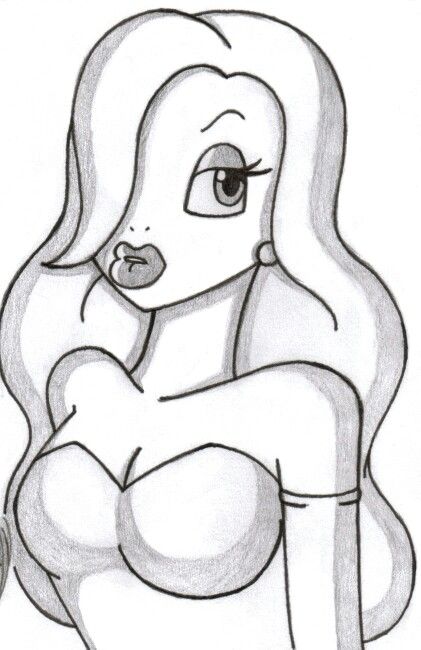 Jessica Rabbit Drawing Sketches, Jessica Rabbit Tattoo Ideas, Jessica Rabbit Sketch, Jessica Rabbit Drawing, Cartoon Character Coloring Pages, Things To Trace, Jessica Rabbit Art, Character Coloring Pages, Jessica Rabbit Cartoon