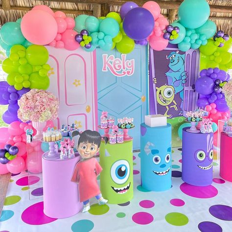 Monsters Inc Birthday Treats, Monsters Inc Balloon Decorations, Monster Inc Party Ideas 2nd Birthday, Monsters Inc Birthday Decorations, Monster Ink Party, Monsters Inc 1st Birthday Girl, Monsters Inc Balloon Garland, Monsters Inc First Birthday Girl, Monster Inc Party Ideas Decoration