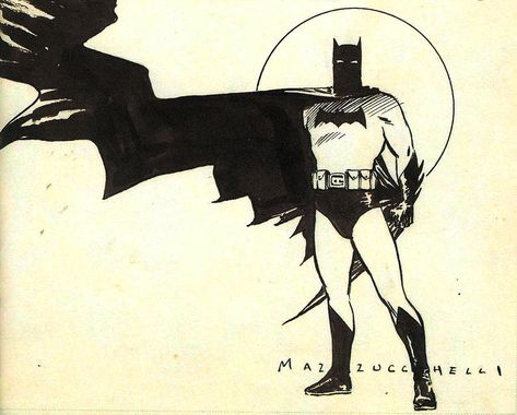 Batman by David Mazzuchelli Batman Year 100, David Mazzucchelli, Batman Year One, Batman Tattoo, I'm Batman, Caped Crusader, Batman Artwork, Tattoo Traditional, White Drawing