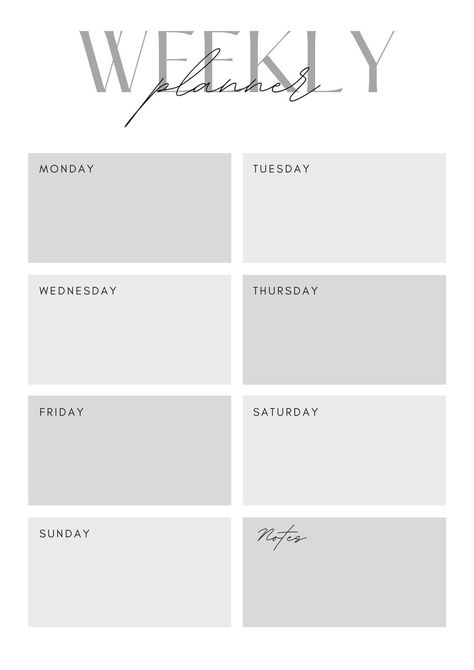 White Simple Weekly Planner a5planner #freemenuplanner #digitalplannergirl #groceryplanner🔶. Weekly Planner Aesthetic, Simple Weekly Planner, Fav Products, Weekly Planner Template, Daily Planners, Stylist Tattoos, Gray Aesthetic, Aesthetic Template, Planner Templates