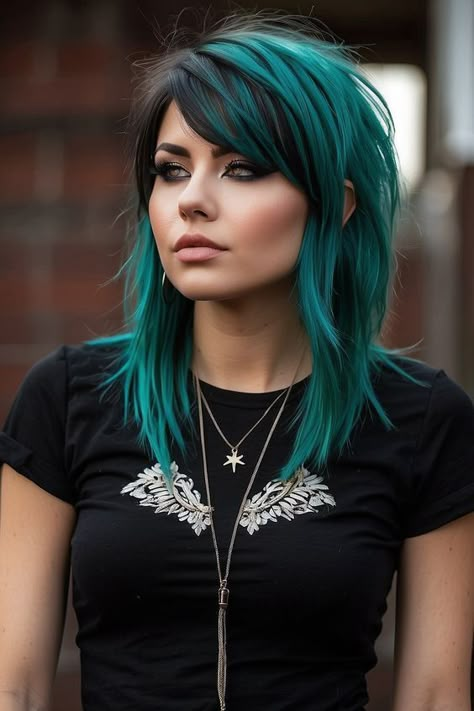 Medium Edgy Hair, Edgy Hair Ideas, Medium Edgy Hairstyles, Medium Length Goth Hairstyles, Modern Scene Hair, Modern Emo Hair, Short Hair Color Ideas Unique, Short Emo Hairstyles, Short Emo Haircuts