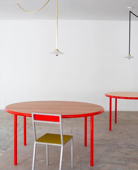 Red Dining Table, Circle Dining Table, Red Ceiling, Valerie Objects, Muller Van Severen, Circle Table, Designer Table, Red Table, Table Round