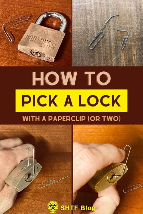 picking a lock with 2 paperclips Picking A Lock, How To Pick A Lock With A Paperclip, How To Pick A Lock With A Bobby Pin, How To Pick A Lock, How To Pick Locks, Lock Picking, Senior Pranks, Survival Skills Life Hacks, Survival Life Hacks