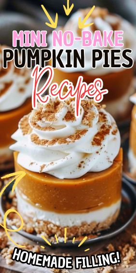 Mini No-Bake Pumpkin Pies Mini No Bake Pumpkin Pies, No Bake Mini Pumpkin Pie, Mini Pumpkin Pie, No Bake Pumpkin, Crustless Pumpkin Pie, Bake Pumpkin, No Bake Pumpkin Pie, Mini Pumpkin Pies, Pumpkin Pies