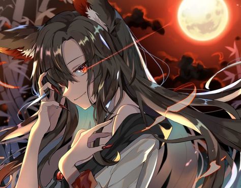 Female Werewolf Art, Kagerou Imaizumi, Werewolf Character, Female Werewolf, Character Ideas Female, Touhou Characters, Female Werewolves, Werewolf Girl, Solo Pfp