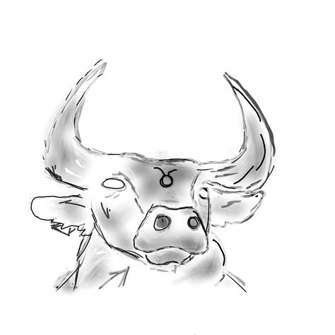 Taurus Sketch Drawing, Taurus Drawing Simple, Bull Drawing Taurus, Taurus Sketch, Taurus Drawing, Bull Sketch, Bull Nose Ring, Bull Drawing, Bull Artwork