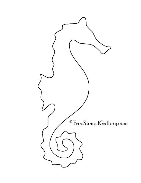 Seahorse+Stencils+Free+Printable Seahorse Outline, Seahorse Silhouette, House Maintenance, Tattoos Unique, Stencils Printables, Pumpkin Stencil, Beachy Decor, Free Stencils, Silhouette Stencil