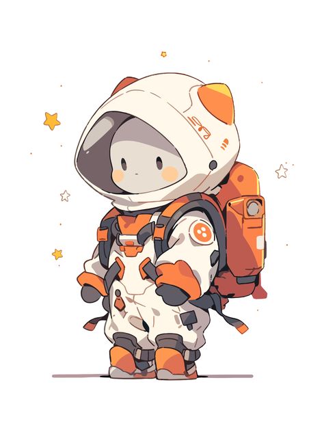 Astronaut Concept Art, Chibi Astronaut, Anime Astronaut, Japanese Mascot, Astronaut Halloween, Space Boots, Raccoon Drawing, Astronaut Drawing, Astronaut Illustration