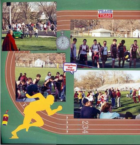 Final home Senior Track event 2004 Track Scrapbook Layouts Ideas, Senior Night Posters Track And Field, Track And Field Scrapbook Layouts, Track Scrapbook Layouts, Field Photo Ideas, Yearbook Sports Spreads, Basketball Senior Night Gifts, Volleyball Senior Night Gifts, Football Scrapbook