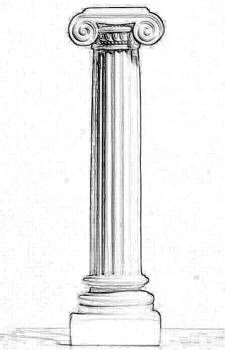 Ancient Greek Buildings Drawing, Greek Temples Drawings, Ancient Greece Architecture Drawing, Greek Collums Drawing, Greece Architecture Drawing, Column Drawing Architecture, Egyptian Columns Drawing, Greece Temple Drawing, Greek Column Drawing