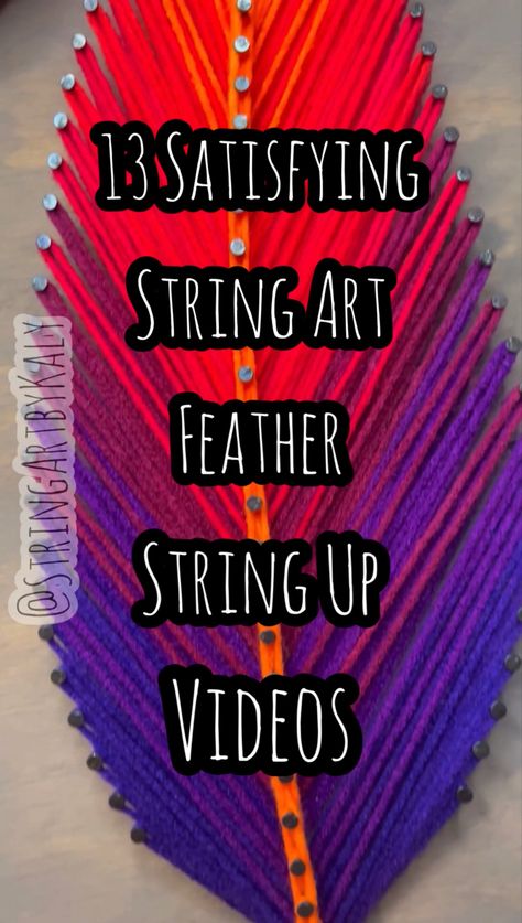 Feather String Art Pattern, Leaf String Art, Feather String Art, String Art Patterns Templates, Nail String, String Art Tutorials, String Art Templates, Nail String Art, Diy Yarn Crafts