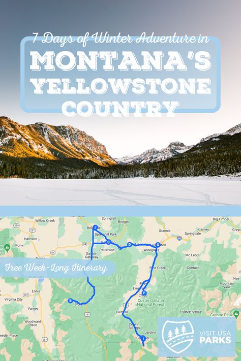 Experience the wonders of Yellowstone in winter, then venture beyond the park to explore the charms of Montana’s Yellowstone Country. Places To See In Montana, National Parks America, Montana Travel, Usa Bucket List, Trip Destinations, Winter Trip, Road Trip Routes, Visit Usa, Travel Bucket List Usa