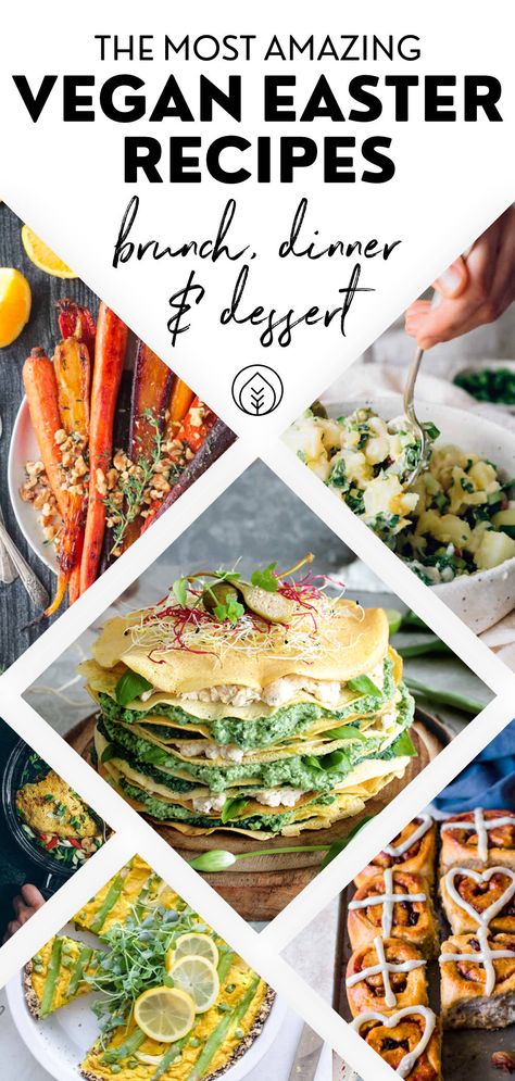 Vegan Easter Dinner Ideas, Vegan Gluten Free Easter Recipes, Wfpb Easter Recipes, Brunch Recipes Vegan, Vegan Easter Dinner Recipes, Vegan Easter Breakfast, Gluten Free Vegan Brunch Recipes, Vegetarian Easter Dinner Main Course, Vegan Ostara Recipes