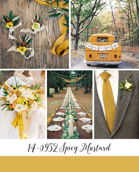 Wedding Colors Fall, Mustard Yellow Wedding, Mustard Wedding, Autumn Wedding Inspiration, Yellow Wedding Colors, Yellow Wedding Theme, Wedding Color Combinations, Spicy Mustard, Yellow Autumn