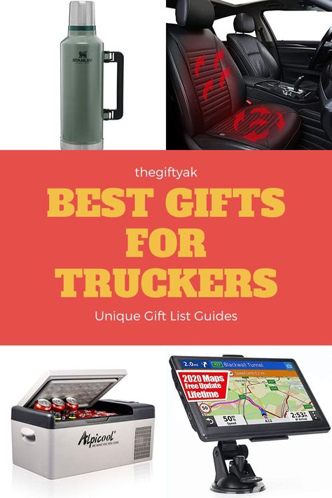 Best Trucker Drivers Gifts and Trucker Gifts DIY. The most comprehensive list of 29 best trucker gift ideas that will spoil your dad or husband rotten! Make him feel like he's at home while he's driving on the road. He'll believe he was with you. Check out the list: https://thegiftyak.com/gift-ideas/29-comfortable-gift-ideas-for-trucker-drivers-road-warriors/ Gifts For Truckers Truck Drivers, Gifts For A Truck Driver, Gifts For Truck Drivers Men, Truck Driver Gifts Basket, Trucker Appreciation Week Ideas, Truck Driver Appreciation Week Ideas, Truck Driver Organization Ideas, Gifts For Truck Guys, Trucker Essentials