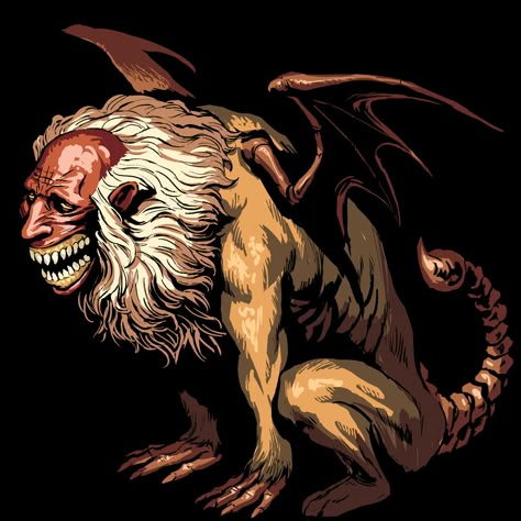 Dnd Manticore, Dnd Demon Art, Demon Monster Art, Demon Creature Design, Manticore Art, Dnd Demons, Demon Dnd, Paranormal Creatures, Monsters Rpg