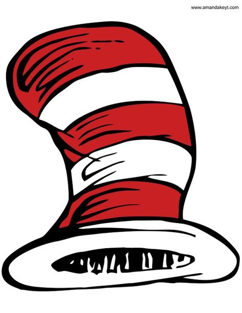 Dr Seuss Hat, Dr Seuss Classroom, Photobooth Props Printable, Seuss Classroom, Dr. Seuss, Hat Template, Dr Seuss Birthday, The Cat In The Hat, Dr. Seuss Svg