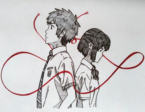 Your Name Pencil Sketch, Your Name Anime Drawing Pencil, Your Name Drawing Sketch, Your Name Anime Sketch, Your Name Drawing Pencil, Your Name Anime Drawing, Your Name Sketch, Your Name Drawing, Strings Of Fate